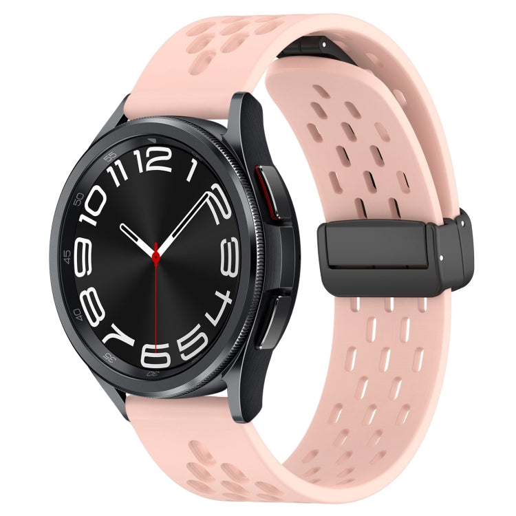 20mm Folding Magnetic Clasp Silicone Watch Band, For Samsung Galaxy Watch 6 Classic 43mm