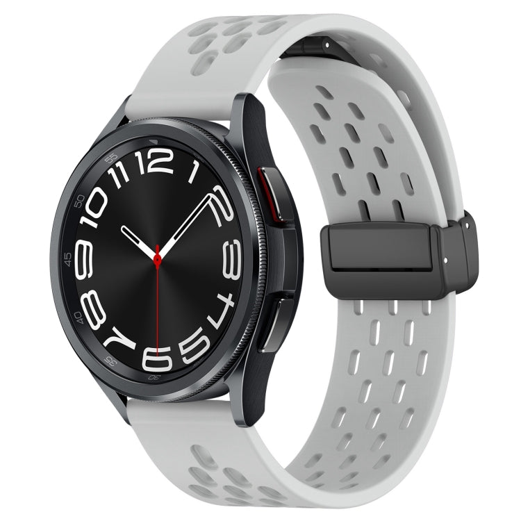 20mm Folding Magnetic Clasp Silicone Watch Band, For Samsung Galaxy Watch 6 Classic 43mm