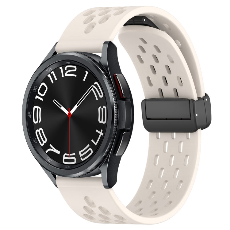 20mm Folding Magnetic Clasp Silicone Watch Band, For Samsung Galaxy Watch 6 Classic 43mm