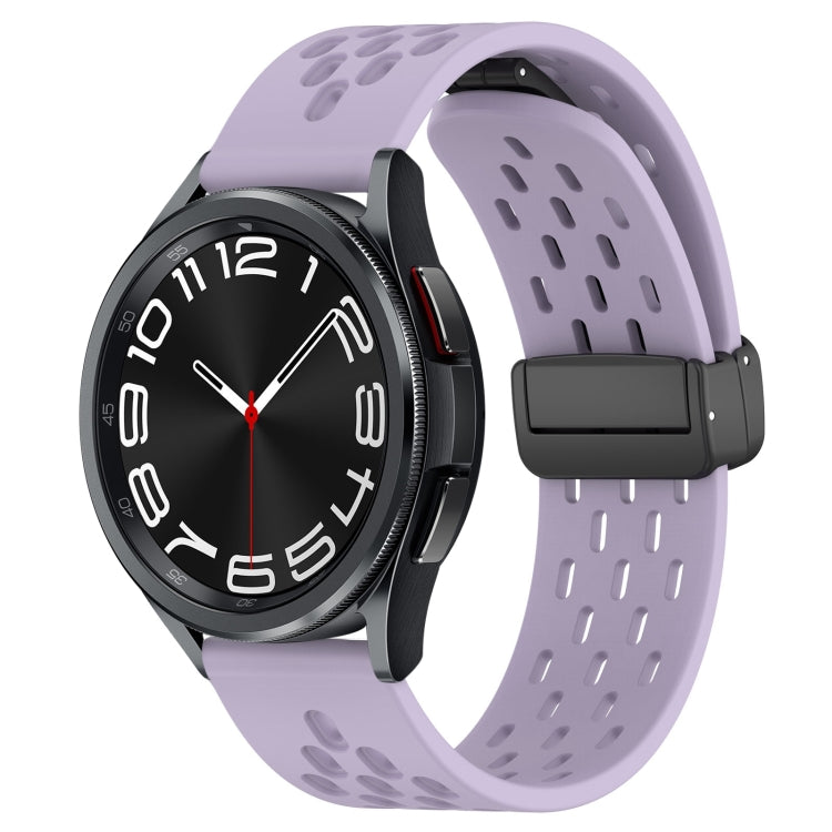 20mm Folding Magnetic Clasp Silicone Watch Band, For Samsung Galaxy Watch 6 Classic 43mm