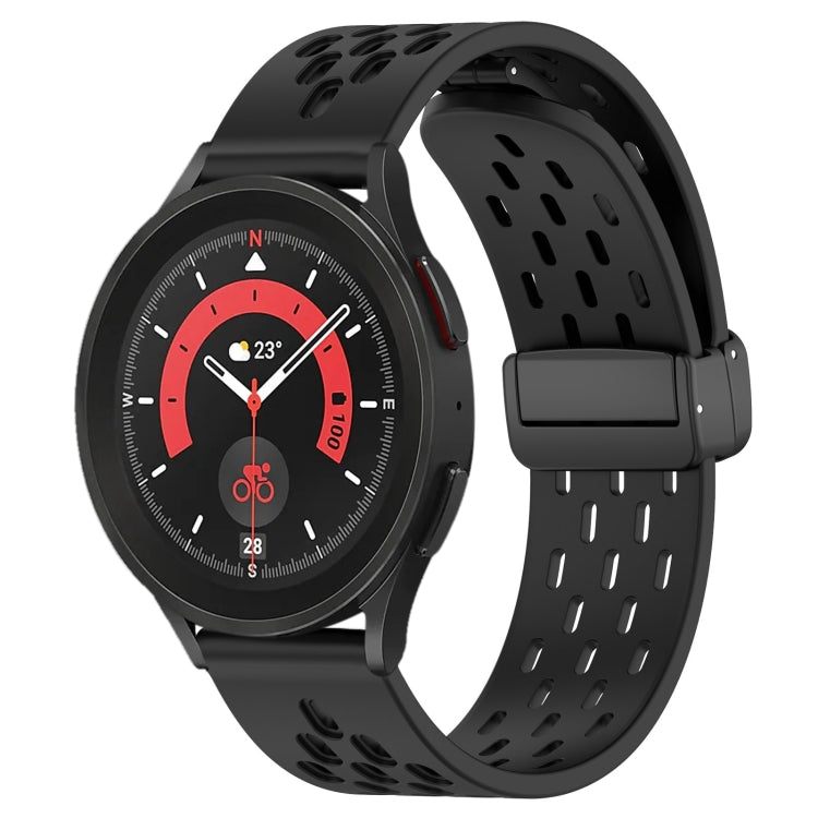 20mm Folding Magnetic Clasp Silicone Watch Band, For Samsung Galaxy Watch 5 Pro  45mm