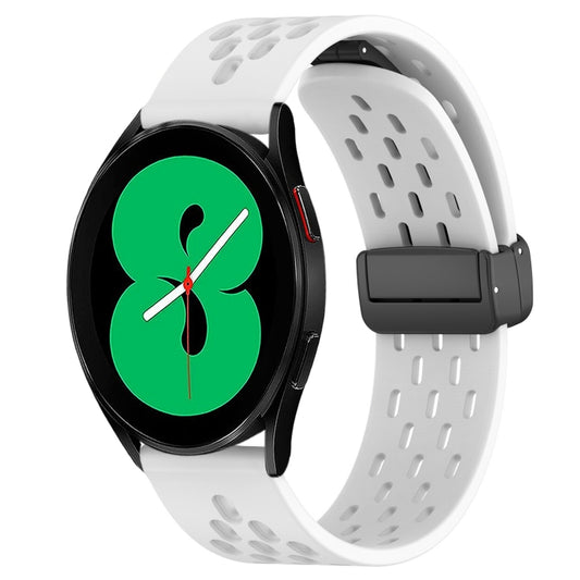 20mm Folding Magnetic Clasp Silicone Watch Band, For Samsung Galaxy Watch 4 44mm