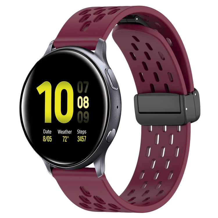 20mm Folding Magnetic Clasp Silicone Watch Band, For Samsung Galaxy Watch Active 2 44mm