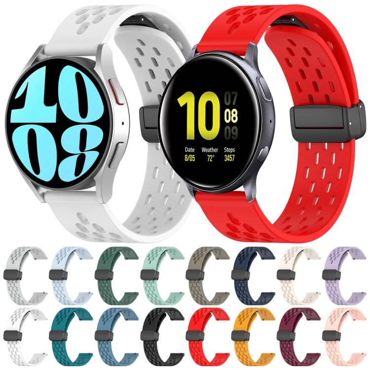 20mm Folding Magnetic Clasp Silicone Watch Band, For Samsung Galaxy Watch 4 40mm
