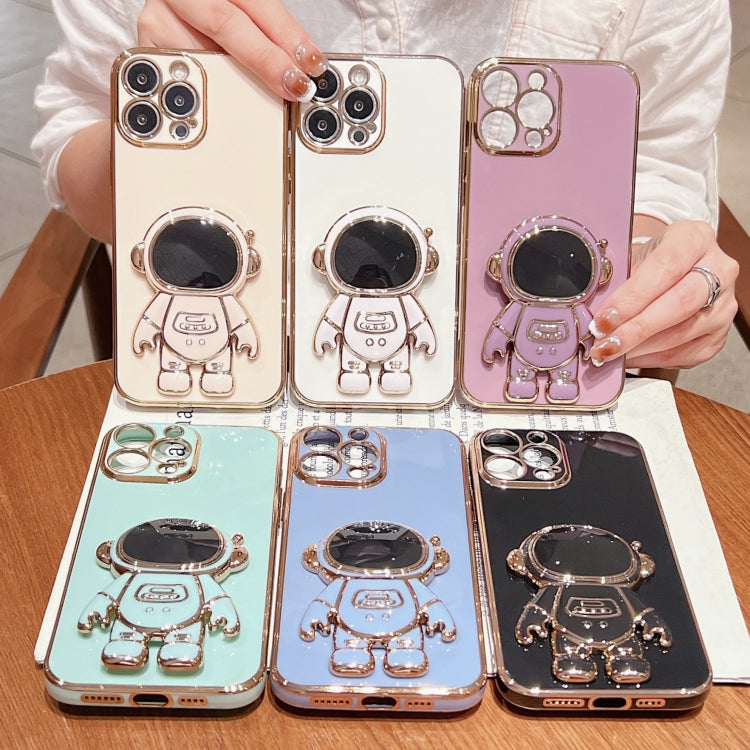 Electroplating Astronaut Holder Phone Case, For iPhone 15 Pro, For iPhone 15 Plus, For iPhone 15