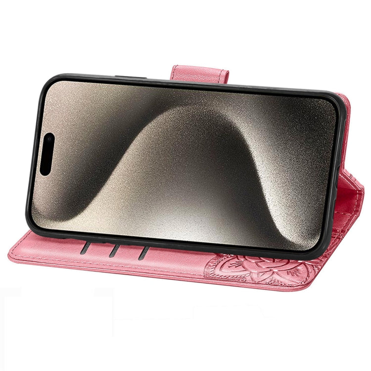 Butterfly Love Flower Embossed Leather Phone Case, For iPhone 16 Pro Max, For iPhone 16 Pro, For iPhone 16 Plus