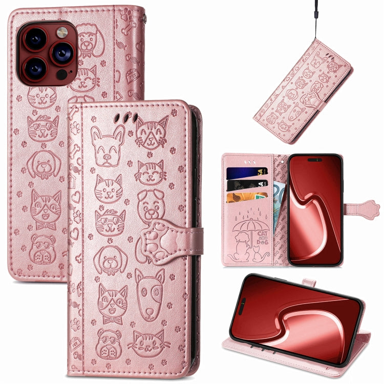 Cat and Dog Embossed Leather Phone Case, For iPhone 15 Pro Max, For iPhone 15 Pro, For iPhone 15 Plus, For iPhone 15