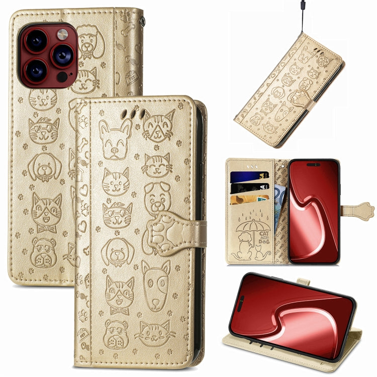 Cat and Dog Embossed Leather Phone Case, For iPhone 15 Pro Max, For iPhone 15 Pro, For iPhone 15 Plus, For iPhone 15