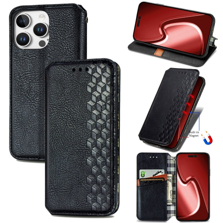 Cubic Grid Pressed Magnetic Leather Phone Case, For iPhone 16e, For iPhone 16 Pro Max, For iPhone 16 Pro