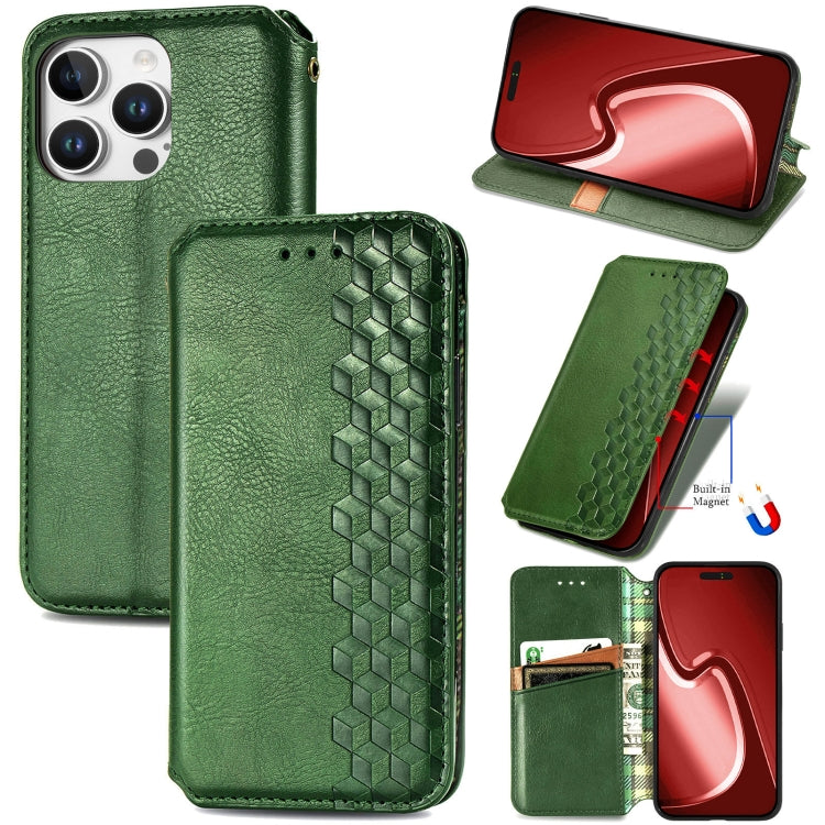 Cubic Grid Pressed Magnetic Leather Phone Case, For iPhone 16e, For iPhone 16 Pro Max, For iPhone 16 Pro