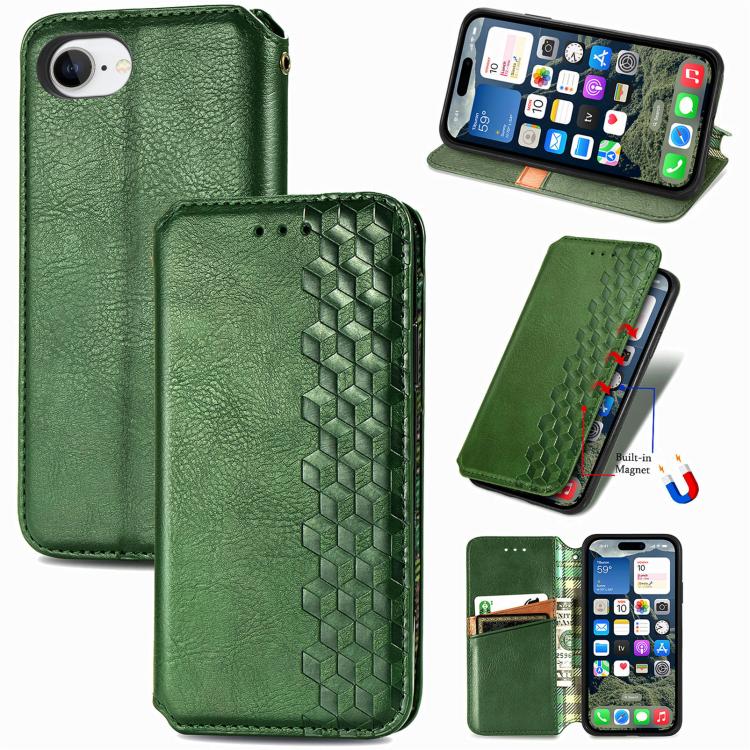 Cubic Grid Pressed Magnetic Leather Phone Case, For iPhone 16e, For iPhone 16 Pro Max, For iPhone 16 Pro
