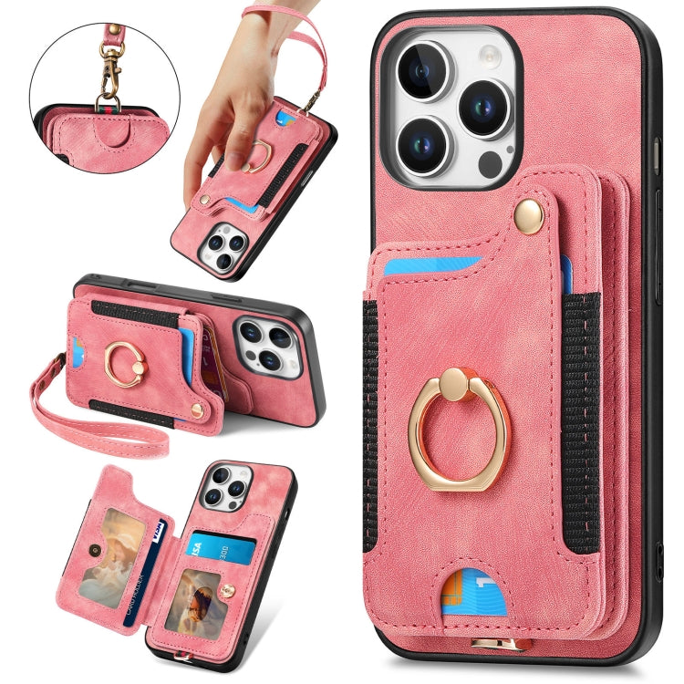 Retro Skin-feel Ring Multi-card Wallet Phone Case, For iPhone 16 Pro Max, For iPhone 16 Pro, For iPhone 16 Plus, For iPhone 16, For iPhone 15 Pro Max