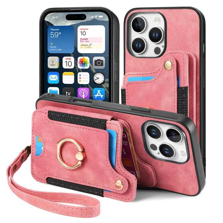 Retro Skin-feel Ring Multi-card Wallet Phone Case, For iPhone 16 Pro Max, For iPhone 16 Pro, For iPhone 16 Plus, For iPhone 16, For iPhone 15 Pro Max