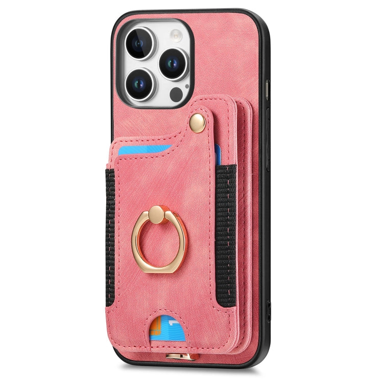 Retro Skin-feel Ring Multi-card Wallet Phone Case, For iPhone 16 Pro Max, For iPhone 16 Pro, For iPhone 16 Plus, For iPhone 16, For iPhone 15 Pro Max