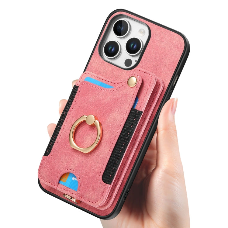 Retro Skin-feel Ring Multi-card Wallet Phone Case, For iPhone 16 Pro Max, For iPhone 16 Pro, For iPhone 16 Plus, For iPhone 16, For iPhone 15 Pro Max