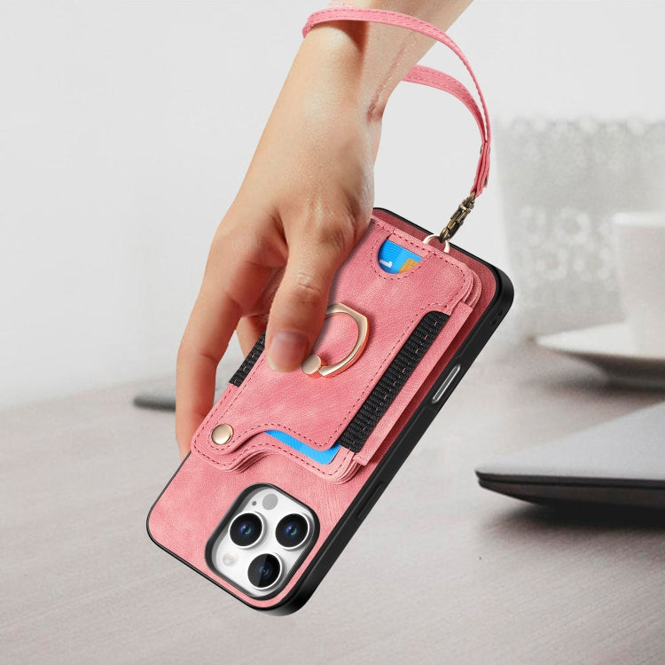 Retro Skin-feel Ring Multi-card Wallet Phone Case, For iPhone 16 Pro Max, For iPhone 16 Pro, For iPhone 16 Plus, For iPhone 16, For iPhone 15 Pro Max