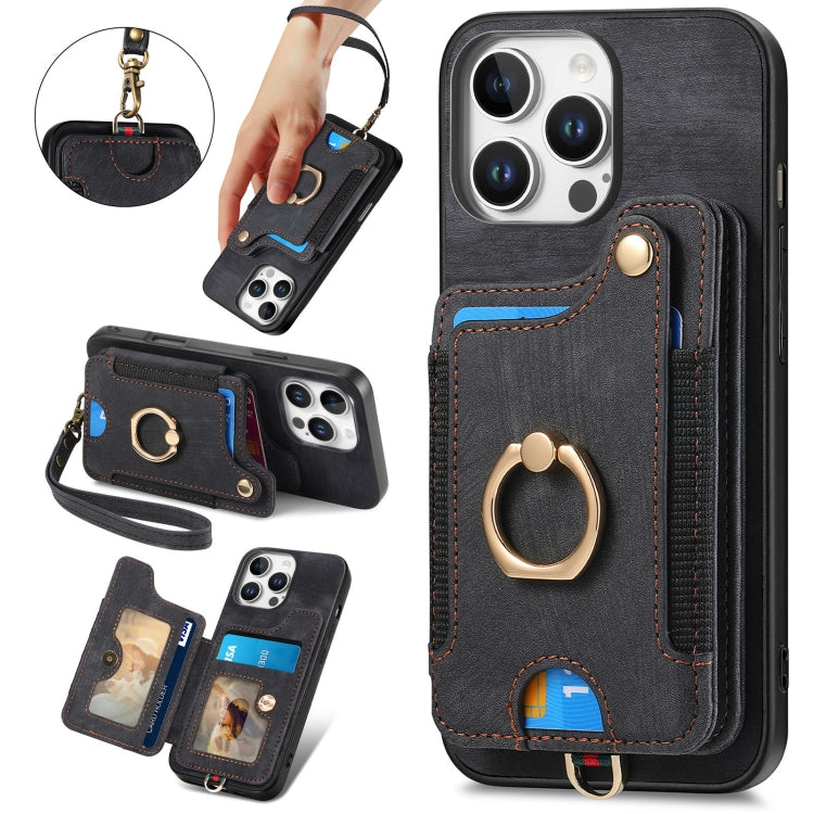 Retro Skin-feel Ring Multi-card Wallet Phone Case, For iPhone 16 Pro Max, For iPhone 16 Pro, For iPhone 16 Plus, For iPhone 16, For iPhone 15 Pro Max