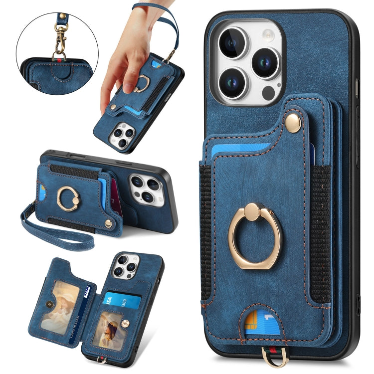 Retro Skin-feel Ring Multi-card Wallet Phone Case, For iPhone 16 Pro Max, For iPhone 16 Pro, For iPhone 16 Plus, For iPhone 16, For iPhone 15 Pro Max