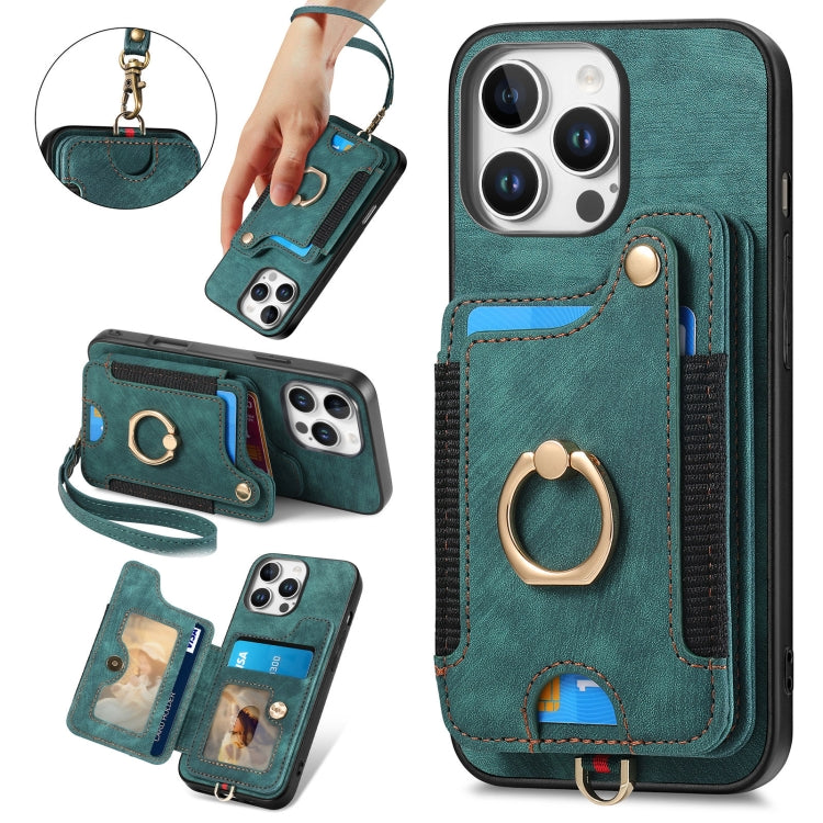 Retro Skin-feel Ring Multi-card Wallet Phone Case, For iPhone 16 Pro Max, For iPhone 16 Pro, For iPhone 16 Plus, For iPhone 16, For iPhone 15 Pro Max