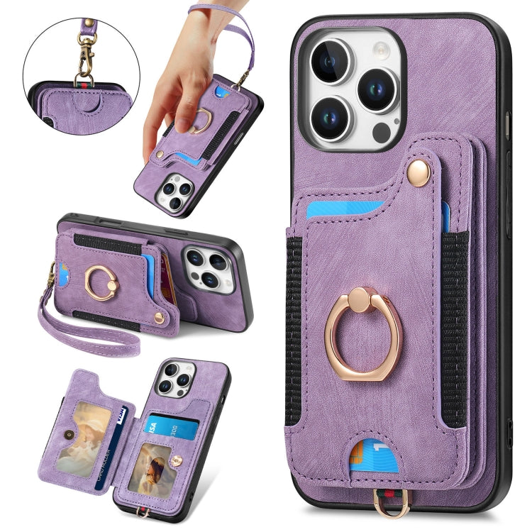 Retro Skin-feel Ring Multi-card Wallet Phone Case, For iPhone 16 Pro Max, For iPhone 16 Pro, For iPhone 16 Plus, For iPhone 16, For iPhone 15 Pro Max