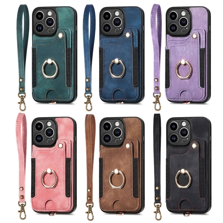 Retro Skin-feel Ring Multi-card Wallet Phone Case, For iPhone 16 Pro Max, For iPhone 16 Pro, For iPhone 16 Plus, For iPhone 16, For iPhone 15 Pro Max