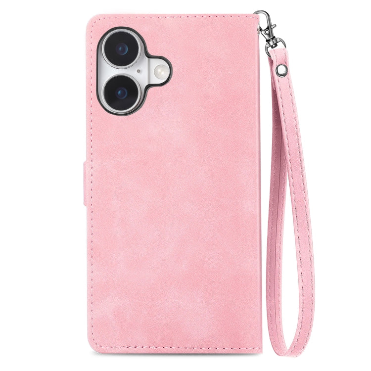 Embossed Flower Zipper Leather Phone Case, For iPhone 16