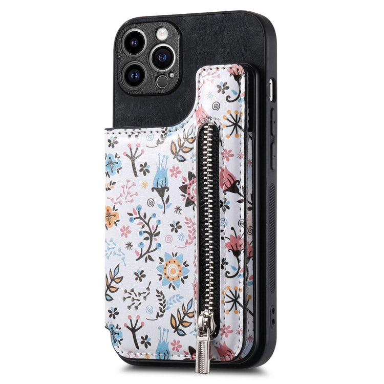 Retro Painted Zipper Wallet Back Phone Case, For iPhone 16 Pro Max, For iPhone 16 Pro, For iPhone 16 Plus, For iPhone 16, For iPhone 13 Pro Max