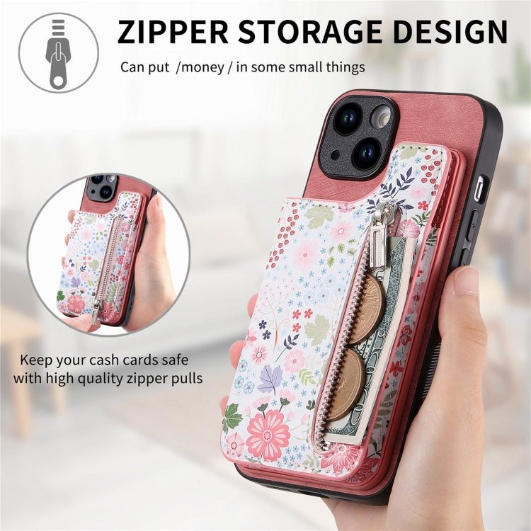 Retro Painted Zipper Wallet Back Phone Case, For iPhone 13 Pro, For iPhone 13, For iPhone 12, For iPhone 12 Pro Max, For iPhone 12 Pro