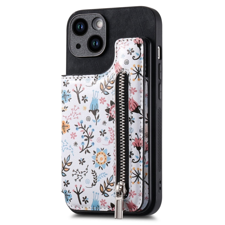 Retro Painted Zipper Wallet Back Phone Case, For iPhone 13 Pro, For iPhone 13, For iPhone 12, For iPhone 12 Pro Max, For iPhone 12 Pro