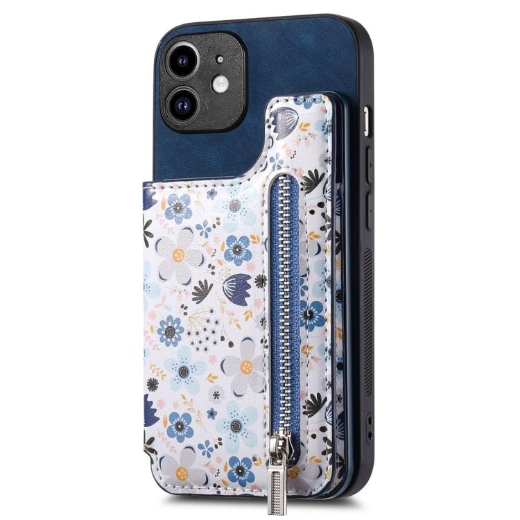 Retro Painted Zipper Wallet Back Phone Case, For iPhone 13 Pro, For iPhone 13, For iPhone 12, For iPhone 12 Pro Max, For iPhone 12 Pro