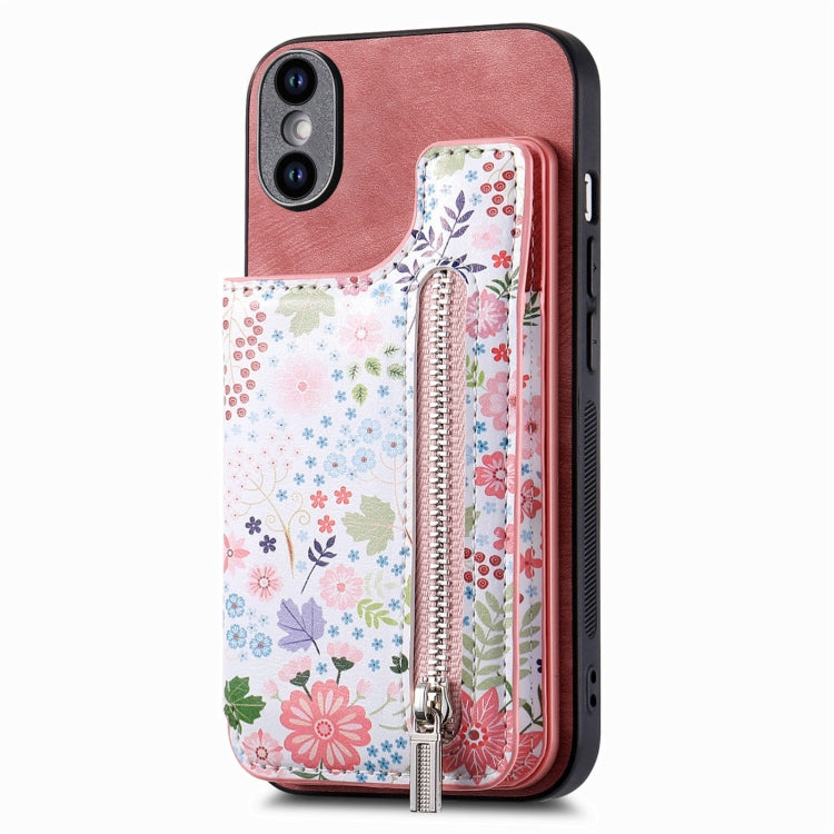 Retro Painted Zipper Wallet Back Phone Case, For iPhone 11 Pro Max, For iPhone 11, For iPhone 11 Pro, For iPhone XR, For iPhone XS Max