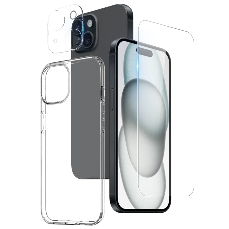 NORTHJO 3 in 1 TPU Phone Case with Screen Film and Lens Film, For iPhone 16 Pro Max, For iPhone 16 Pro, For iPhone 16 Plus, For iPhone 16, For iPhone 15 Pro Max, For iPhone 15 Pro, For iPhone 15 Plus, For iPhone 15, For iPhone 14 Plus, For iPhone 14