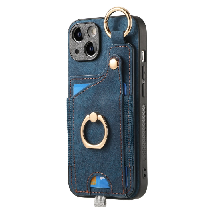 Retro Skin-feel Ring Card Bag Phone Case with Hang Loop, For iPhone 11 Pro Max, For iPhone 11, For iPhone 11 Pro, For iPhone X / XS