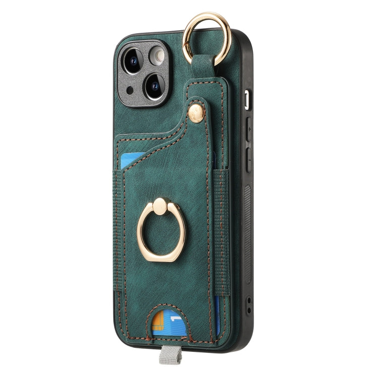 Retro Skin-feel Ring Card Bag Phone Case with Hang Loop, For iPhone 11 Pro Max, For iPhone 11, For iPhone 11 Pro, For iPhone X / XS