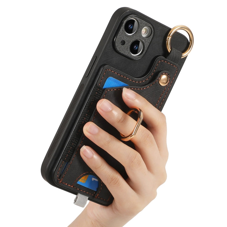 Retro Skin-feel Ring Card Bag Phone Case with Hang Loop, For iPhone 11, For iPhone 11 Pro, For iPhone X / XS, For iPhone XR, For iPhone XS Max