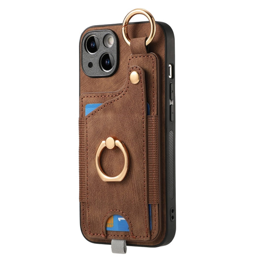 Retro Skin-feel Ring Card Bag Phone Case with Hang Loop, For iPhone 11 Pro Max, For iPhone 11, For iPhone 11 Pro, For iPhone X / XS