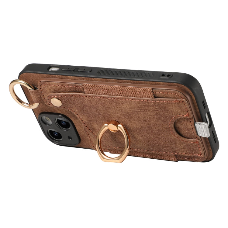 Retro Skin-feel Ring Card Bag Phone Case with Hang Loop, For iPhone 11 Pro Max, For iPhone 11, For iPhone 11 Pro, For iPhone X / XS