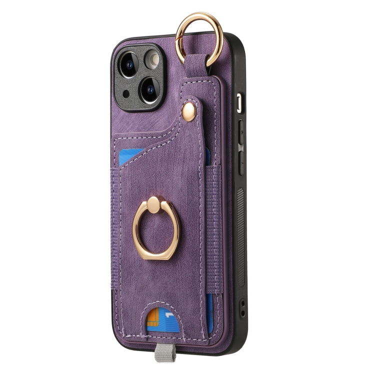 Retro Skin-feel Ring Card Bag Phone Case with Hang Loop, For iPhone 11 Pro Max, For iPhone 11, For iPhone 11 Pro, For iPhone X / XS