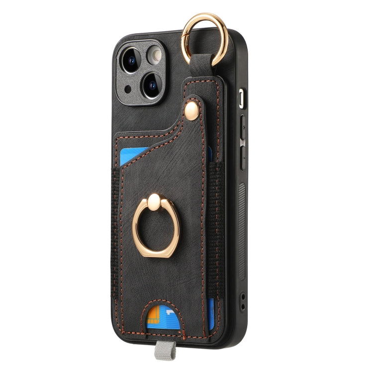 Retro Skin-feel Ring Card Bag Phone Case with Hang Loop, For iPhone 11 Pro Max, For iPhone 11, For iPhone 11 Pro, For iPhone X / XS