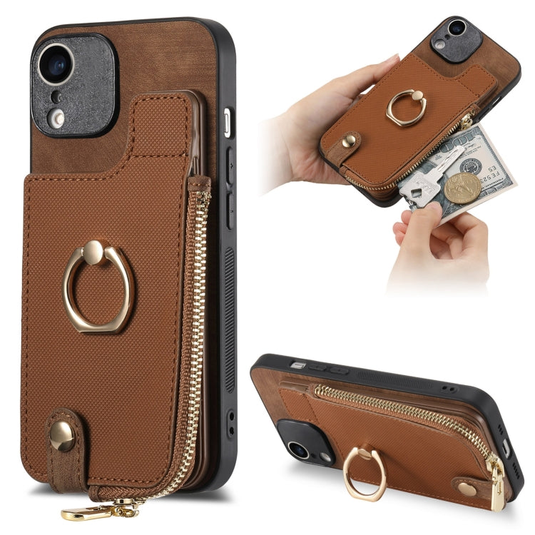 Cross Leather Ring Vertical Zipper Wallet Back Phone Case, For iPhone 11, For iPhone 11 Pro, For iPhone XR, For iPhone XS Max