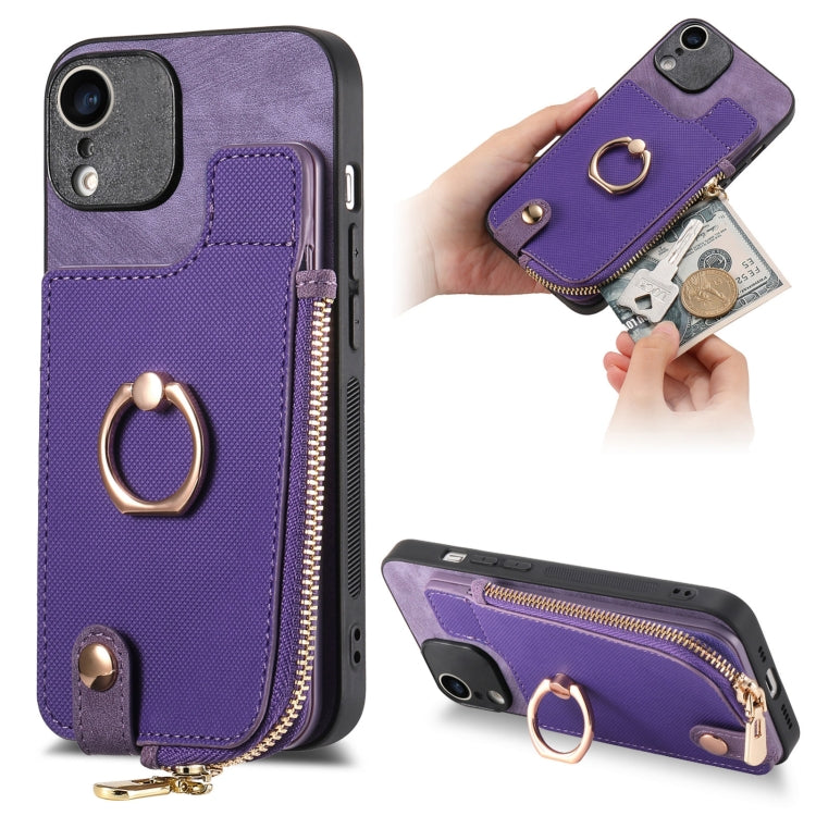 Cross Leather Ring Vertical Zipper Wallet Back Phone Case, For iPhone 11, For iPhone 11 Pro, For iPhone XR, For iPhone XS Max