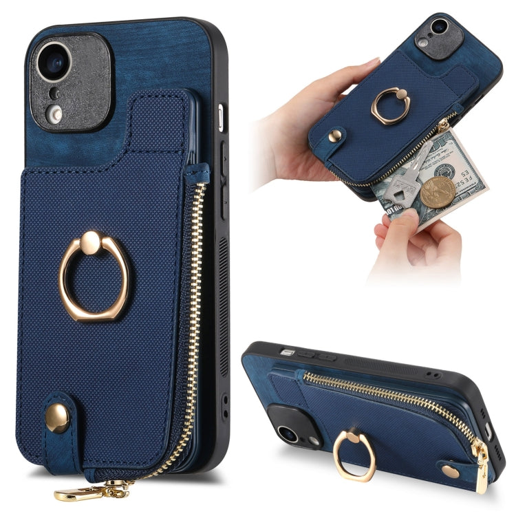 Cross Leather Ring Vertical Zipper Wallet Back Phone Case, For iPhone 11, For iPhone 11 Pro, For iPhone XR, For iPhone XS Max