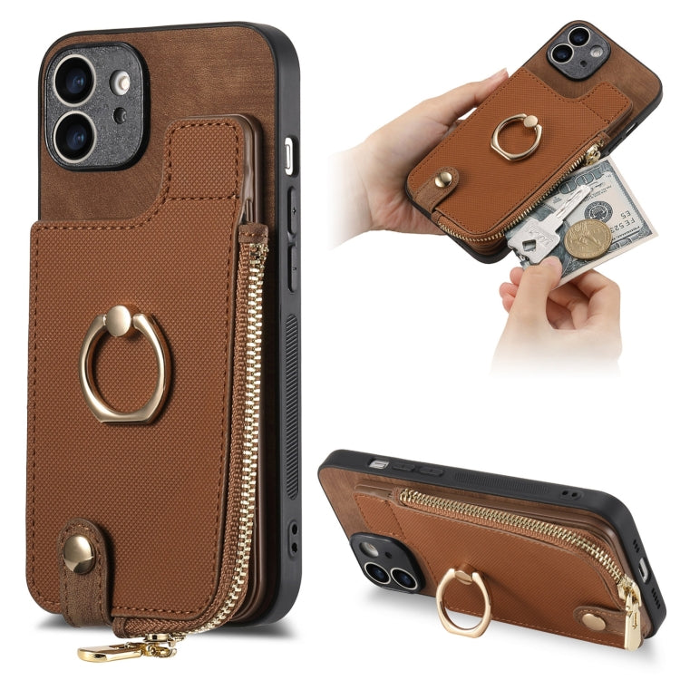 Cross Leather Ring Vertical Zipper Wallet Back Phone Case, For iPhone 13 Pro Max, For iPhone 13 Pro, For iPhone 13, For iPhone 12, For iPhone 12 Pro Max