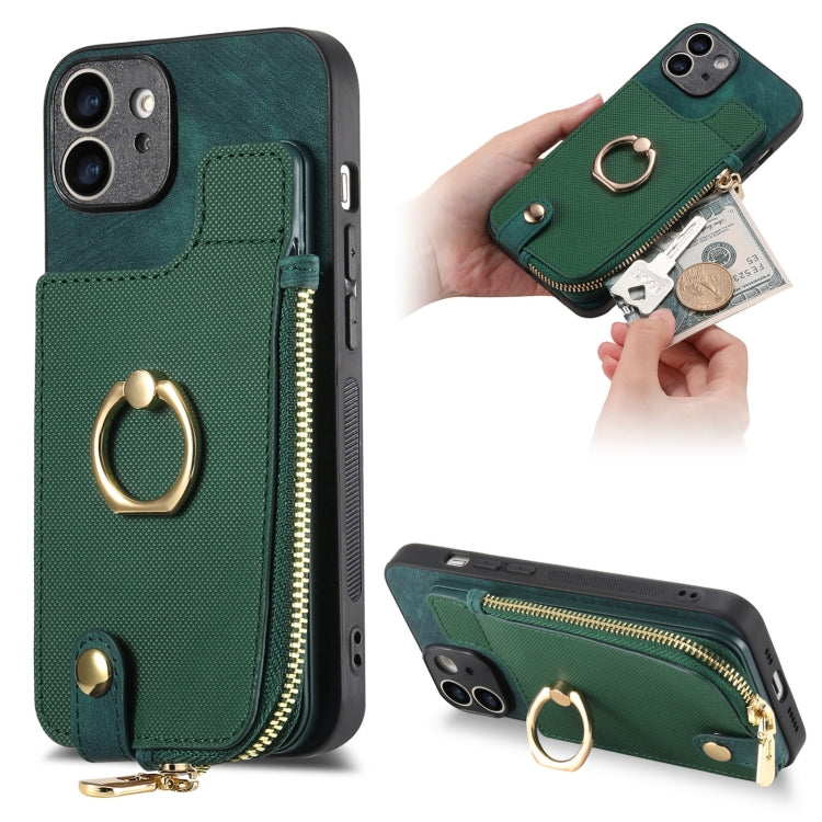 Cross Leather Ring Vertical Zipper Wallet Back Phone Case, For iPhone 13 Pro Max, For iPhone 13 Pro, For iPhone 13, For iPhone 12, For iPhone 12 Pro Max