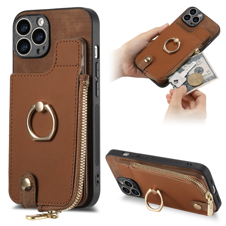 Cross Leather Ring Vertical Zipper Wallet Back Phone Case, For iPhone 13 Pro Max, For iPhone 13 Pro, For iPhone 13, For iPhone 12, For iPhone 12 Pro Max