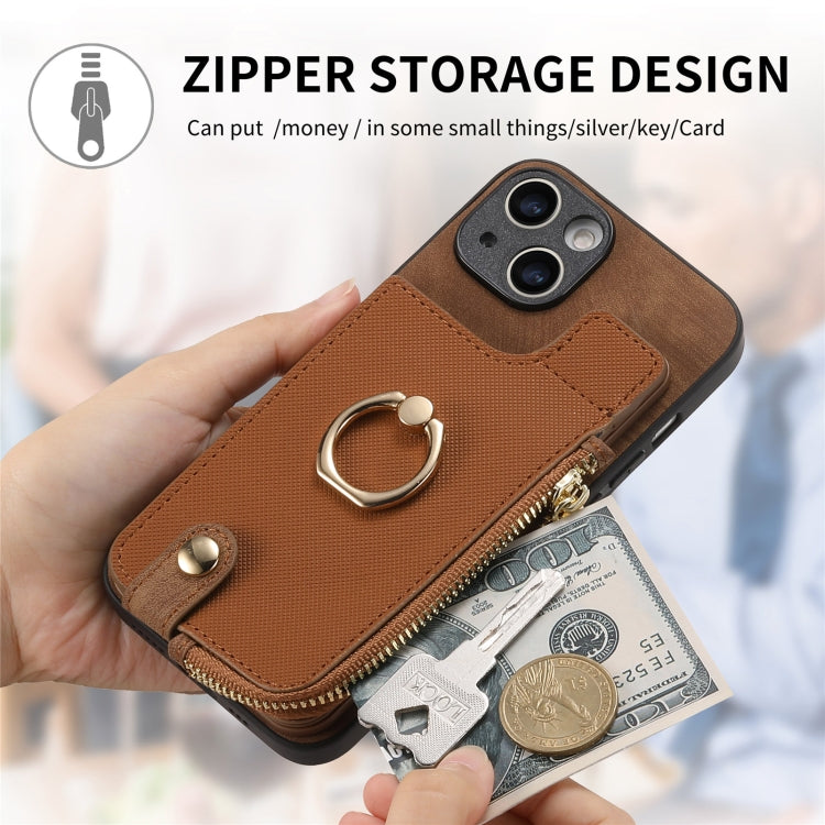 Cross Leather Ring Vertical Zipper Wallet Back Phone Case, For iPhone 13 Pro Max, For iPhone 13 Pro, For iPhone 13, For iPhone 12, For iPhone 12 Pro Max