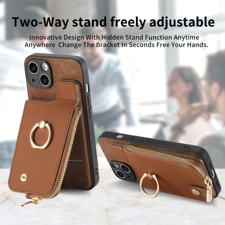 Cross Leather Ring Vertical Zipper Wallet Back Phone Case, For iPhone 13 Pro Max, For iPhone 13 Pro, For iPhone 13, For iPhone 12, For iPhone 12 Pro Max