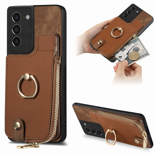 Cross Leather Ring Vertical Zipper Wallet Back Phone Case, For Samsung Galaxy S24+ 5G, For Samsung Galaxy A05, For Samsung Galaxy A05s, For Samsung Galaxy S23 FE 5G