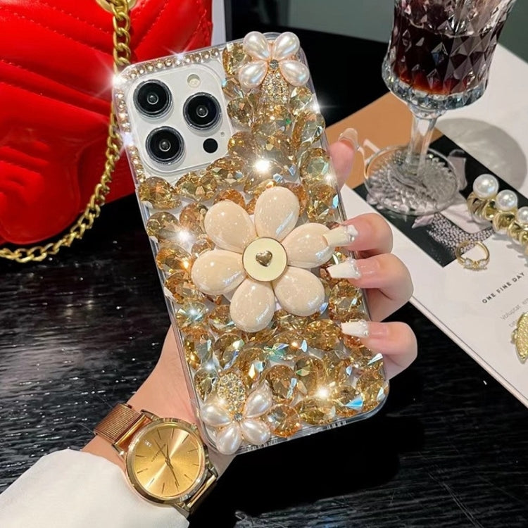 Sunflower Holder Hand-set Diamond PC Phone Case, For iPhone 16e, For iPhone 16 Pro Max, For iPhone 16 Pro, For iPhone 16 Plus, For iPhone 16, For iPhone 15 Pro Max