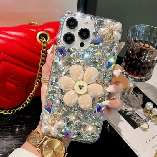 Sunflower Holder Hand-set Diamond PC Phone Case, For iPhone 15 Pro, For iPhone 15 Plus, For iPhone 15, For iPhone 14 Plus, For iPhone 14, For iPhone 14 Pro
